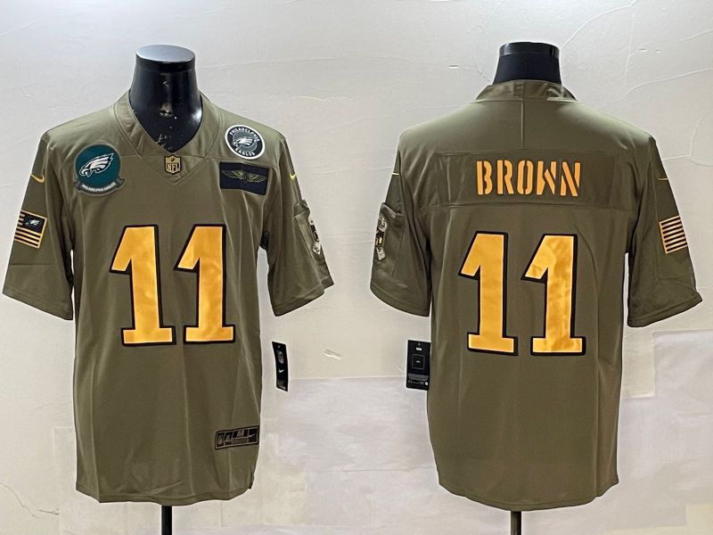 Men Philadelphia Eagles #11 Brown Green gold 2025 Nike Vapor Limited NFL Jersey style 3